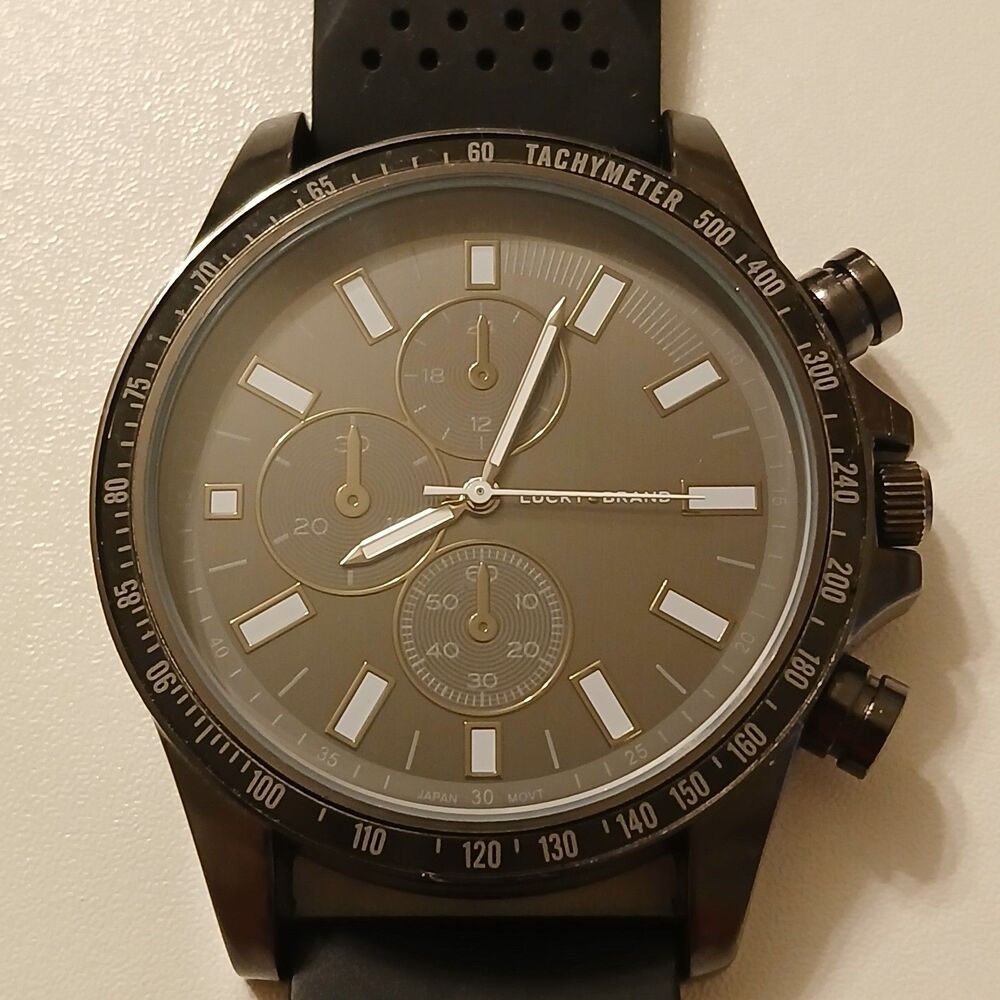 Lucky Brand Men's Black Tachymeter Chronograph Watch LB1652BLK